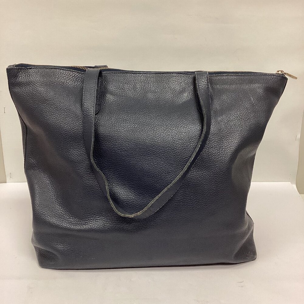 Cuyana Pebbled Leather Zip Top Classic Tote In Blue